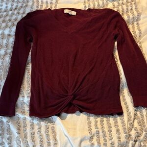 Pinque Burgundy Ribbed Knit Sweater